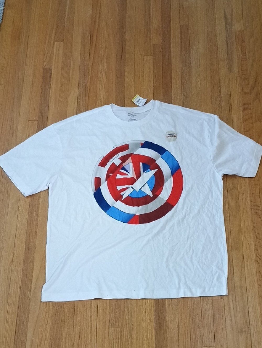 Marvel White Short-Sleeve Tee with Red and Blue Shield Graphic